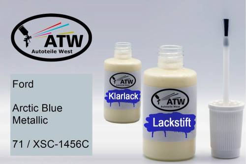 Ford, Arctic Blue Metallic, 71 / XSC-1456C: 20ml Lackstift + 20ml Klarlack - Set, von ATW Autoteile West.